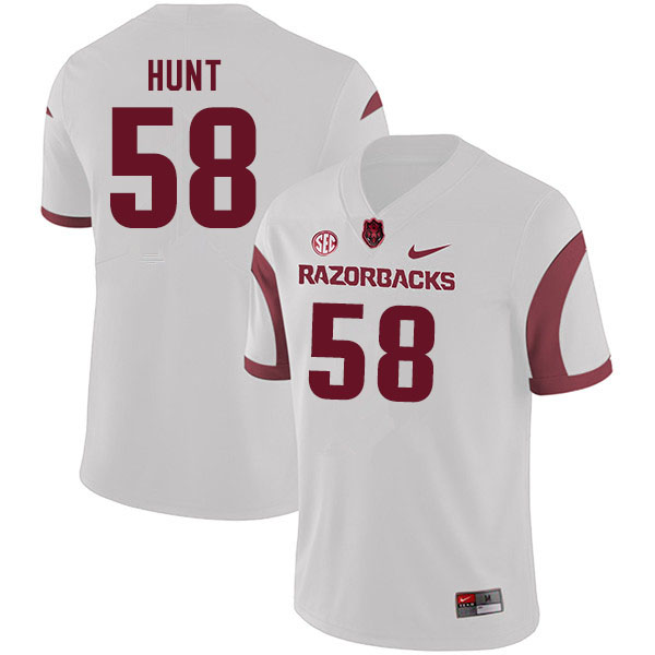 Men #58 Griffin Hunt Arkansas Razorbacks College Football Jerseys Sale-White